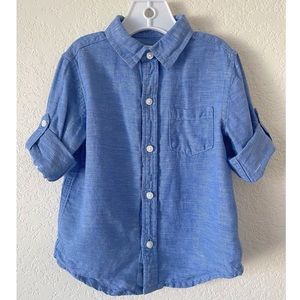Janie And Jack Linen Blend Button Up Long Sleeve Baby Shirt